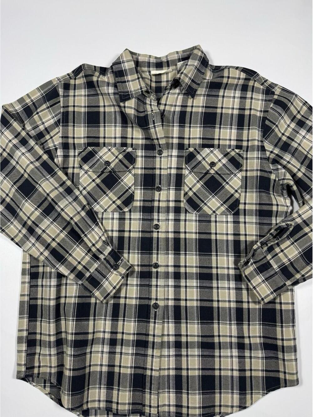 Vintage Banana Republic Flannel Shirt Mens M Plaid Made Hong Kong Cotton